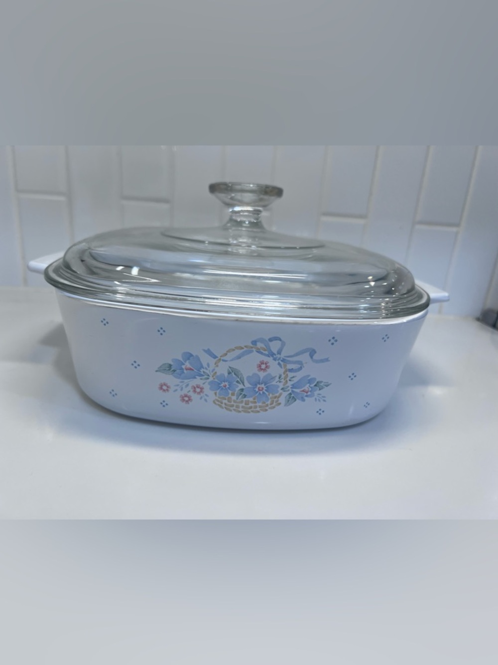 Vintage Corning Ware Casserole Dish W/Lid Country Cornflower Pattern 2 Liters